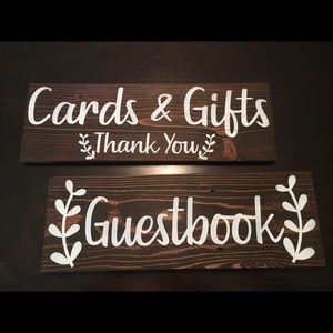 Wooden, hand painted wedding/event signs